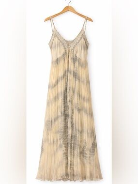🌿 MES DEMOISELLES Paris Boho Luxe Pleated Designer Maxi Dress | FR 38 (US 6) S/M